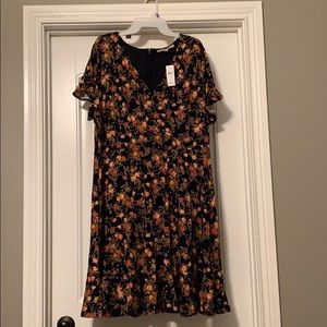 LOFT Plus Bouquet Wrap Flutter Flare Dress